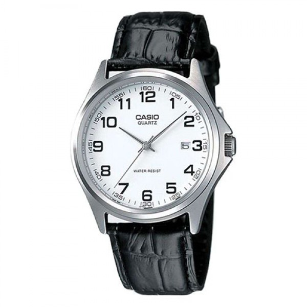 Casio MTP 1183E 7BDF Silver White Black Leather